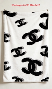 Chanel Black White Gradient Logo Flannel Throw Blanket IMG_7311